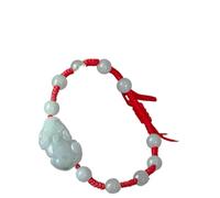 Bracciale con Perline, Smeraldo Fortunato Peonia Fiore Ciondolo Intrecciato Rosso Corda Corda Vacanza Gioielli Amuleto Attirare Denaro Prosperità Fortuna,A