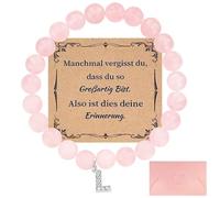 Bracciale con pietra preziosa di quarzo rosa, bracciale con quarzo rosa, bracciale da donna, regalo di incoraggiamento per compleanni, Natale e come regalo motivazionale, per mamma, figlia, sorella(L)