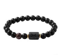 Bracciale con pietre naturali per zodiaco da 8 mm, con perline costellazione, gioielli per uomini e donne, per uomo e donna, con ciondolo a forma di occhio di tigre, astrologia unisex (B)