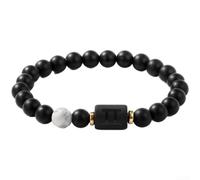 Bracciale con pietre naturali per zodiaco da 8 mm, con perline costellazione, gioielli per uomini e donne, per uomo e donna, con ciondolo a forma di occhio di tigre, astrologia unisex (C)