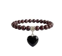 Bracciale con Pietre Naturali Vere e Ciondolo a Cuore, Energia Positiva, Armonia Interiore e Protezione Spirituale, Amore e Benessere