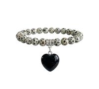 Bracciale con Pietre Naturali Vere e Ciondolo a Cuore, Energia Positiva, Armonia Interiore e Protezione Spirituale, Amore e Benessere