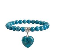 Bracciale con Pietre Naturali Vere e Ciondolo a Cuore, Energia Positiva, Armonia Interiore e Protezione Spirituale, Amore e Benessere (Apatite)