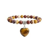 Bracciale con Pietre Naturali Vere e Ciondolo a Cuore, Energia Positiva, Armonia Interiore e Protezione Spirituale, Amore e Benessere (Trasformazione)