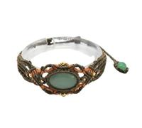 Bracciale con pietre preziose - Cristallo naturale di quarzo forma ovale Filo fatto a mano Corda avvolta Intrecciata Pietra macramè Braccialetti Gioielli per donne Regalo per ragazze, avventurina v