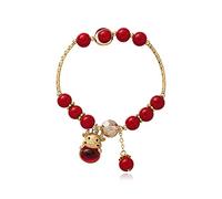 Bracciale con Pietre preziose Naturali, Braccialetto di Borsa per Soldi fortunati Bracciale con ciondoli a Forma di Mucca Agata Rossa Smalto Austriaco Gioielli per Le Vacanze Amuleto Attira Denaro