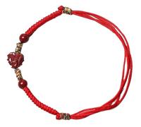 Bracciale con Pietre preziose Naturali, cinabro, Zodiaco Fortunato, Ciondolo Animale, Corda Intrecciata Fatta a Mano, Cordino Rosso Intrecciato, per attrarre relazioni romantiche, Denaro, prosperità,