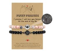 Bracciale con proiezione Ti amo Bracciale con perline in 100 lingue per San Valentino, regalo di coppia per mia moglie, la mia fidanzata, la signora e il signor. (PINKY PROMISE)