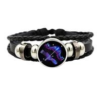 Bracciale con segno zodiacale - Avvolgimento in corda con 12 costellazioni | bracciale intrecciato multistrato, design unisex regolabile con simboli della costellazione | Ideale per uomini donne adulti