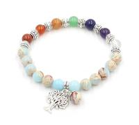 Bracciale con sette pietre di cristallo da 9 mm e ciondolo con albero della vita - Gioielli energetici curativi for la consapevolezza e l'equilibrio(ShoushanStone)