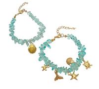 Bracciale con stella marina, bracciale con pietre blu irregolari, bracciali e cavigliere da spiaggia alla moda, gioielli da spiaggia bohémien per donna (2pcs)