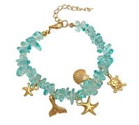 Bracciale con stella marina, bracciale con pietre blu irregolari, bracciali e cavigliere da spiaggia alla moda, gioielli da spiaggia bohémien per donna (Style A)