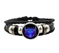Bracciale con zodiacali spirituali regolabile 12 braccialetti costellazione multistrato zodiaci braccialetti in pelle nera segno braccialetto avvolgente per donne uomini gioielli di compleanno