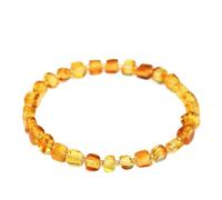 Bracciale con zollette di zucchero in ambra con fiori naturali - Gioielli con perline sfuse di miele fai da te for l'artigianato