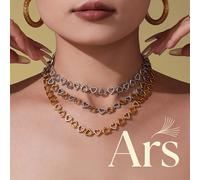 Bracciale coordinato con collana in acciaio inossidabile bicolore Ars per donna Set di bracciali con collana girocollo in zirconi placcato oro 18 carati