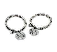 Bracciale Coppia Rigido CAPRITALY SWT05 in Acciaio con Ciondolo e Frase Mamma