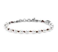 Bracciale cordino marrone con perle 6mm