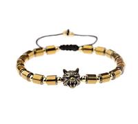 Bracciale creativo con perline testa di leopardo per uomo Accessori geometrici che preservano il colore(Golden)