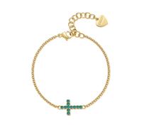 Bracciale Croce Donna Sagapo Acciaio Dorato Cristalli Verde Regalo Lei SDZ77