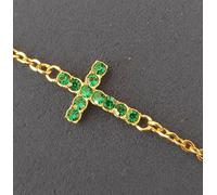 Bracciale Croce Dorato e Verde Donna Sagapo Acciaio con Cristalli SDZ77