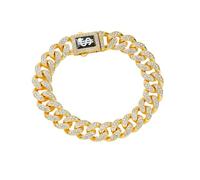 Bracciale cubano da uomo con segno di dollaro scintillante, oro lucido, simbolo di denaro, gioielli da uomo