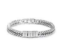 Bracciale Cubano da Uomo Personalizzato con 1-6 Nomi Regalo per Festa Del Papà Natale San Valentino per Uomo (Argento-3 nome)