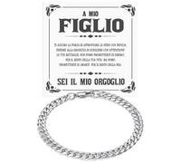 Bracciale Cubano Uomo in Acciao Inox Lucidato A mio Figlio Idea regalo compleanno - Idee Regali per lui per Natale anniversario - Cofanetto con DEDICA incluso (21, A mio Figlio 2)