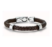 Bracciale cuoio intrecciato con 2 circonferenze placcate argento sterling