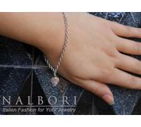 bracciale cuore argento 925 lucchetto chiave zirconi placcato oro rosa prolunga