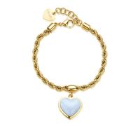 Bracciale Cuore Bianco Catena Torchon Acciaio Dorato Sagapo Donna SDM12