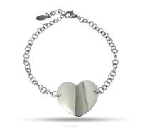bracciale cuore grande curvo al centro acciaio anallergico donna regolabile