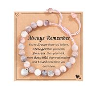 Bracciale Curativo In Pietra Naturale,Pietre Naturali Rosa Bracciale Idee Regalo di Compleanno per Ragazze con Un Charm Del Cuore per Elegante Ragazza