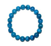 Bracciale da 10 mm con cristalli di apatite blu per donne e uomini, pietra naturale del chakra della gola, gestione e manifestazione del peso, adatto per polsi di medie dimensioni da 17,8 a 19,1 cm