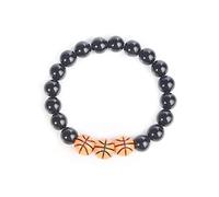 Bracciale da Basket per Bambini 8mm Bracciale con Perline di Ossidiana Nera Perline di Pietra Naturale Bracciale Elasticizzato Bracciale Sportivo per Ragazze e Ragazzi Bel Regalo di Compleanno per
