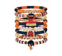 Bracciale da calcio a strati Bracciale impilabile con cuore di cristallo Bracciale elastico per l'amicizia con lettere Set di braccialetti (BE) (C, 6cm)