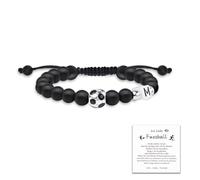 Bracciale da calcio per ragazzi con lettera iniziale M, ciondolo per appassionati di calcio, regalo di compleanno, regalo di Natale, figlio fratello