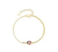 Bracciale da donna amore bracelet donna anello a goccia d'acqua con ametista 0,5 ct e diamante oro giallo, 18+5CM, oro giallo 9 K, Ametista