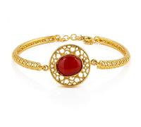 Bracciale da donna argento 925 dorato traforato semirigido con spola in corallo rosso naturale del Mediterraneo gioiello vistoso unico da donna ragazza