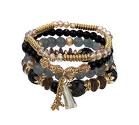 Bracciale da donna boho | impilabile con perline di cristallo Hamsa | simbolo di protezione regalo per Natale | bracciale rappresenta la vostra libertà interiore, pace e bellezza, Mittelgroße, Metallo