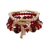 Bracciale da donna boho | impilabile con perline di cristallo Hamsa | simbolo di protezione regalo per Natale | bracciale rappresenta la vostra libertà interiore, pace e bellezza, Mittelgroße, Metallo