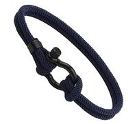 Bracciale da donna Bracciale estivo con cordino da surfista con vite in acciaio per uomo 21 cm Blu