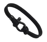 Bracciale da donna Bracciale estivo con cordino Surfer con vite in acciaio per uomo 21 cm Nero