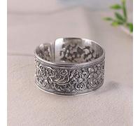 Bracciale da Donna, Braccialetto Vintage Fatto a Mano Piena di Bracciale Vintage Sezione per Bambini Antica Legge Nazionale per Il prosperità peonia Regolabile Versione Larga Bracciale Etnica