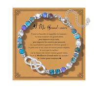 Bracciale da donna con cuore infinito e nodo - bracciali con pietre naturali perle catena in argento regolabile gioielli alla moda bracciale dell'amicizia portafortuna, regalo per donna di compleanno