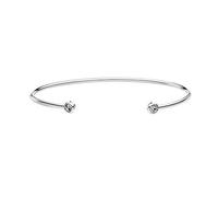 Bracciale da donna con due zirconi alle estremità. Bracciale da donna acciaio chirurgico placcato oro/argento per donna, ragazza ideale come regalo (mamma, amiche, compleanno...) (Plaqué argent)