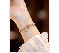 Bracciale da Donna con Perline di trasferimento di Baccello di Loto di Agata Braccialetti di placcatura in Oro 18k per Donna, Bracciale di Amicizia Regolabile con Perline Dorate Bracciale con Perline
