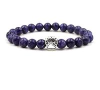 Bracciale da donna con perline, in lega bianca, con zampa d'argento, regalo per la migliore amica, 19cmx8mm, Cristallo, Agata