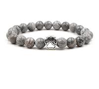 Bracciale da donna con perline, in lega bianca, con zampa d'argento, regalo per la migliore amica, 19cmx8mm, Cristallo, Agata