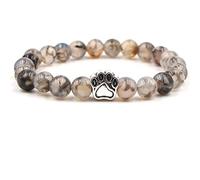 Bracciale da donna con perline, in lega bianca, con zampa d'argento, regalo per la migliore amica, 19cmx8mm, Cristallo, Agata