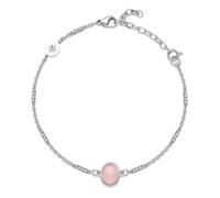 Bracciale da Donna della Collezione Essential. Bracciale in Acciaio 316L con Centrale in Quarzo Rosa. La referenza è: BNL141